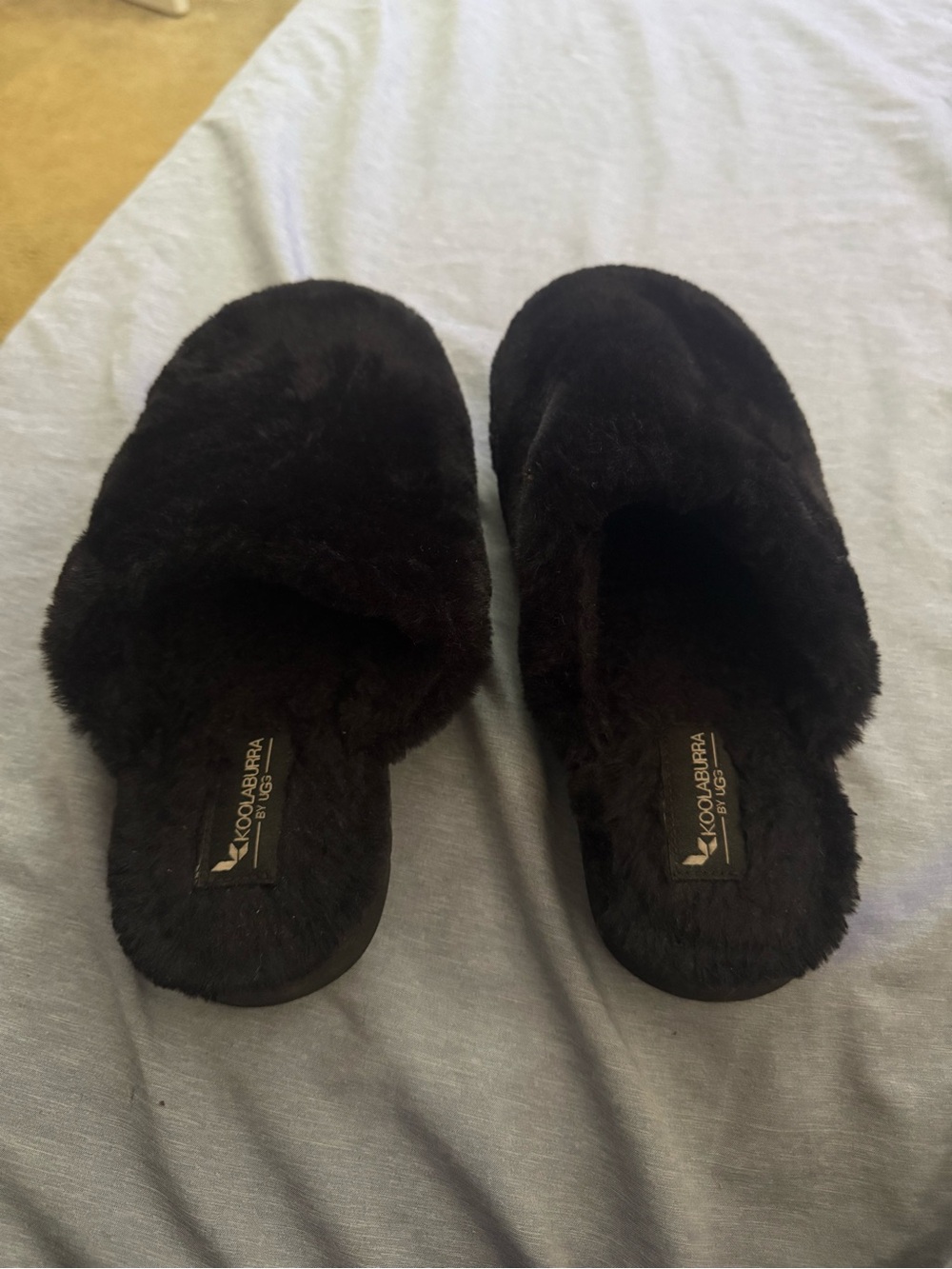 Koolaburra Black Faux-Fur Slide Slippers for Women